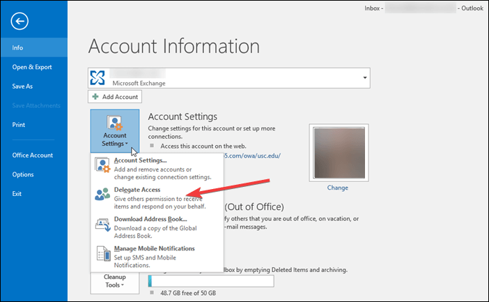 outlook the modified permissions cannot be saved delegate access