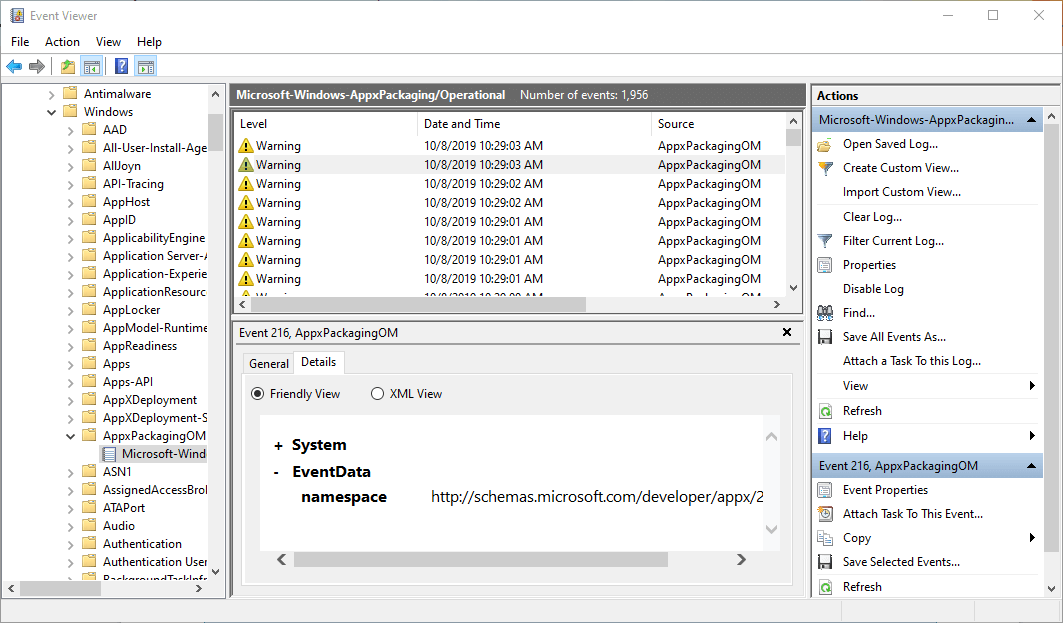 Event Viewer log microsoft intune not installing apps