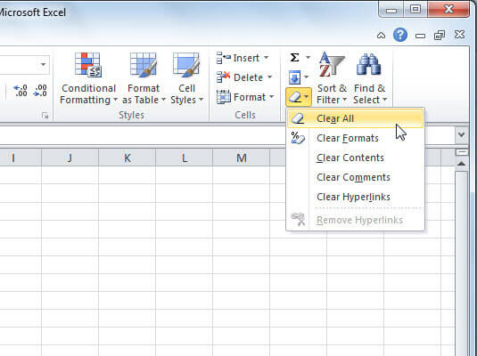 microsoft excel cannot add new cells clear formats