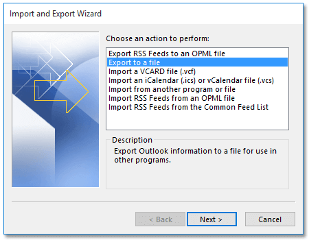 Choose Export to a File