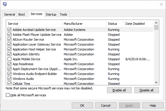 The Services tab outlook the information store cannot be opened