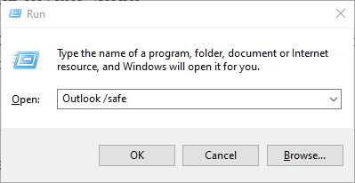 The Outlook /safe command outlook the information store cannot be opened