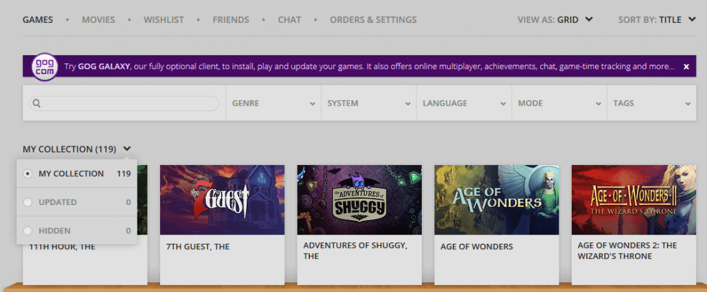 GOG games not showing