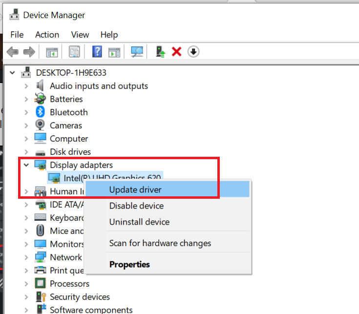 display adapters do not show in device manager