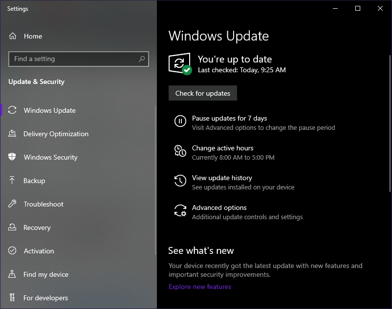 Windows 10 Check for Updates