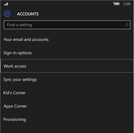 Accounts options how to sync devices with Microsoft Intune