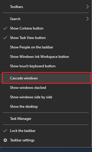 cascade windows taskbar