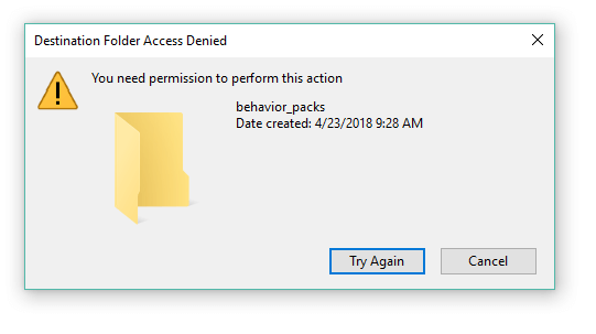 destination folder access denied fix windows 10