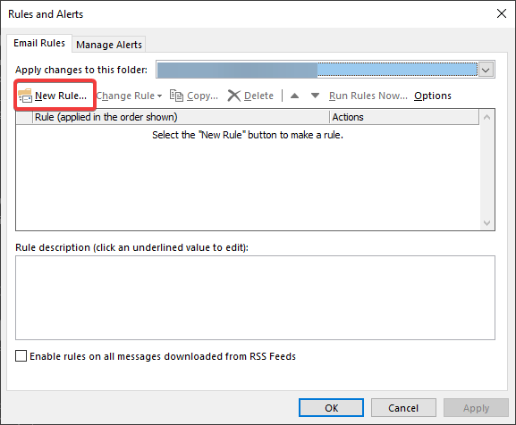 new rule automatic reply in Outlook
