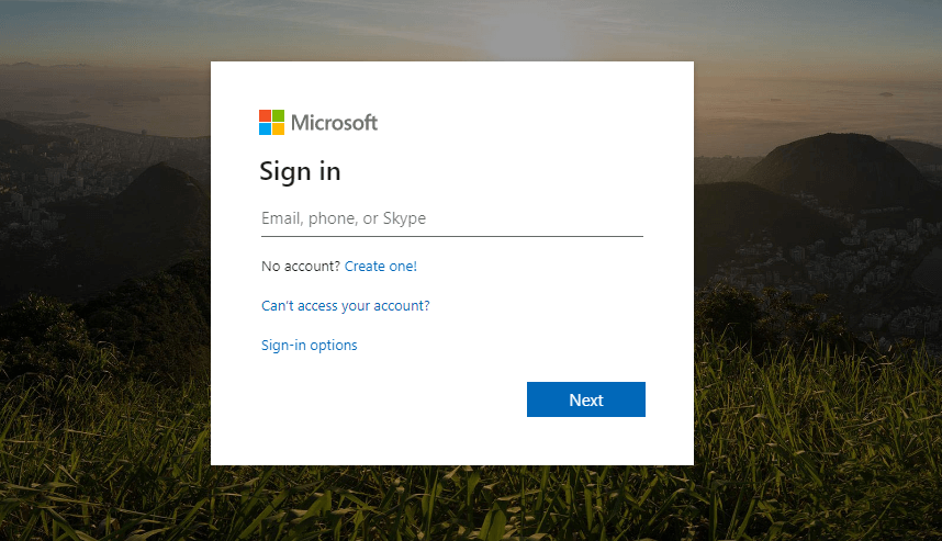 The sigin page for Office 365 microsoft office account error there are problems with your account