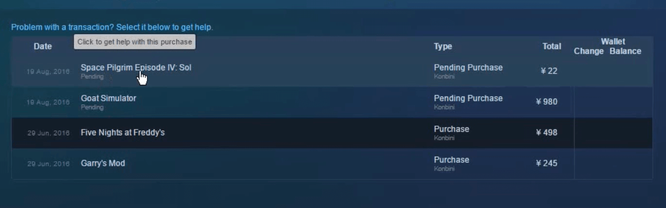 A game transaction list steam Your transaction cannot be completed because you have another pending transaction on your account