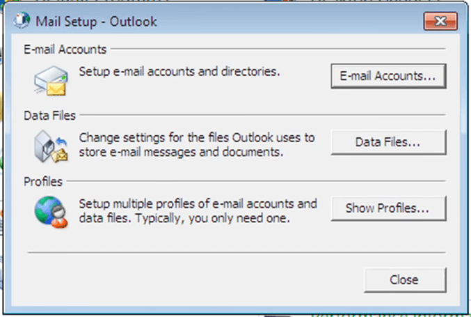 Mail Setup window outlook the drive that contains your data file is out of disk space