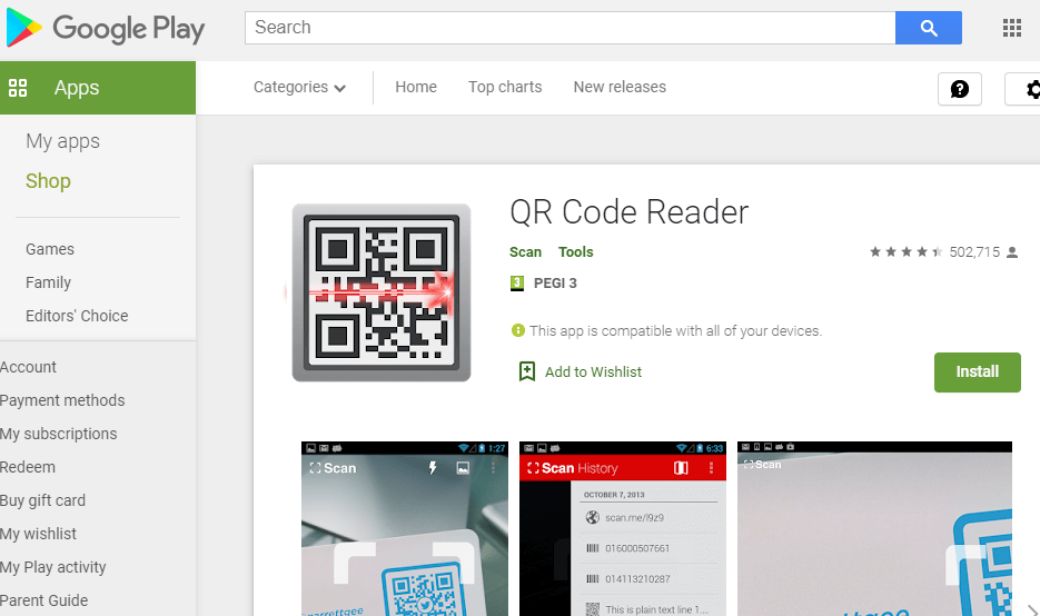 The QR Code Reader page how to use QR codes shown by Windows 10 BSODs