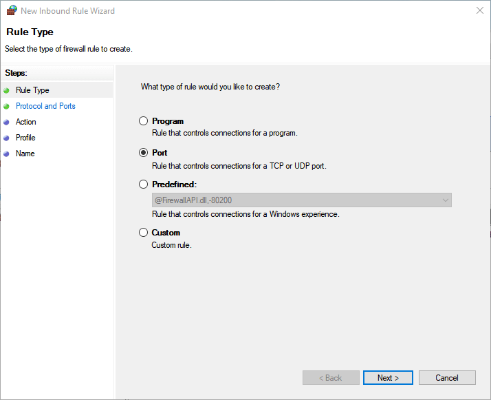 The New Inbound Rule Wizard microsoft intune not syncing