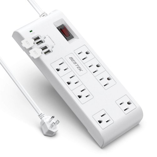BESTEK 8-Outlet Surge Protector Power Strip with USB charging ports
