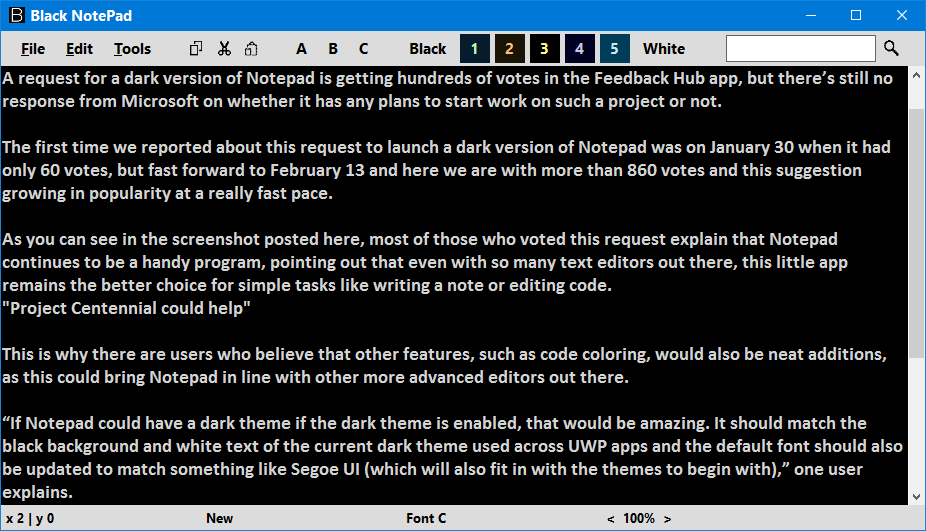 How to add a dark Notepad to Windows 10