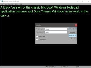 notepad windows 10 dark mode