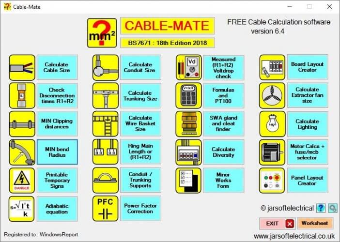 Cable-Mate cable sizing software