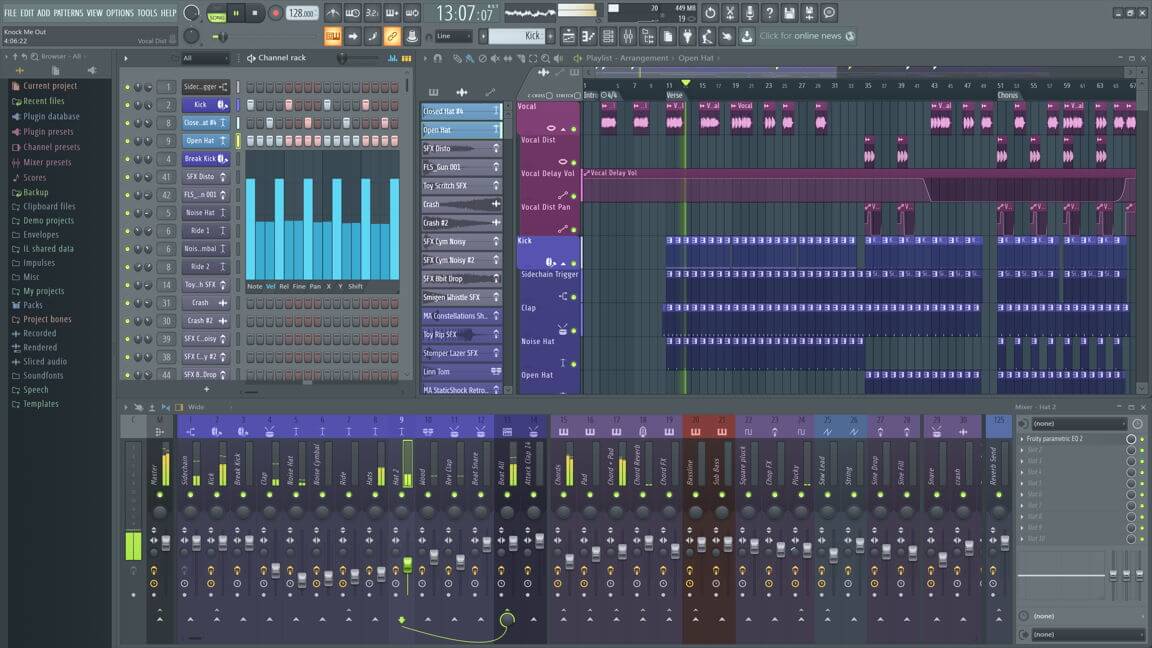 Main screen of FL Studio 20