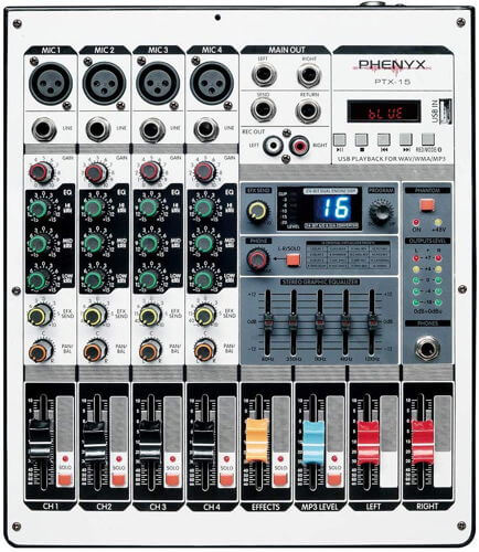 Phenyx Pro PTX-15 best audio mixers for music and karaoke 