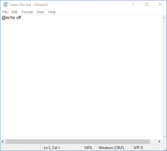 echo off notepad open multiple files at once
