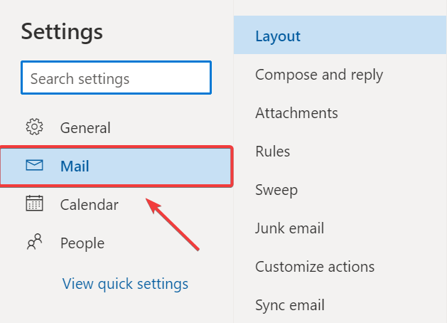 mail settings outlook