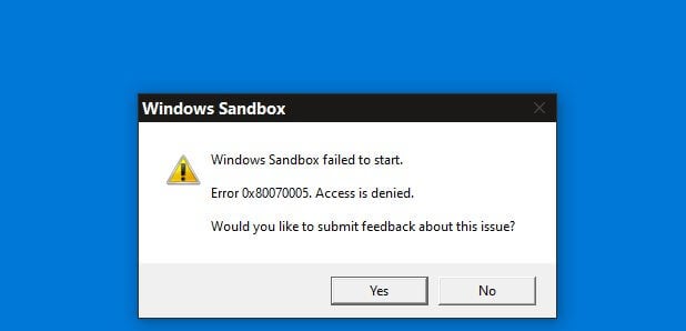 windows sandbox error