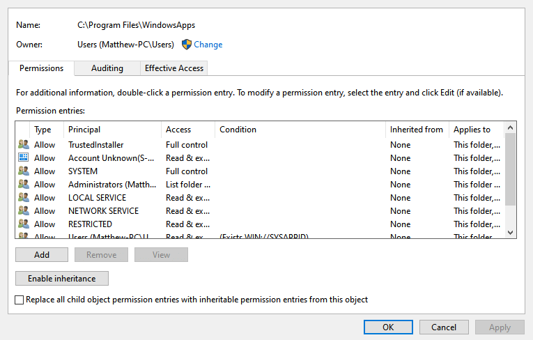 Permissions tab how to play microsoft store games on steam