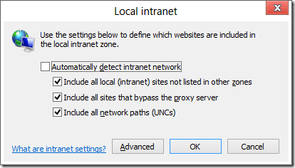 Local Intranet Zone sites