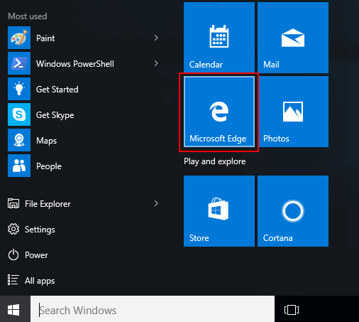 Microsoft Edge tile