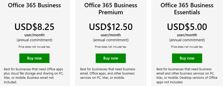 Office 365 business plan