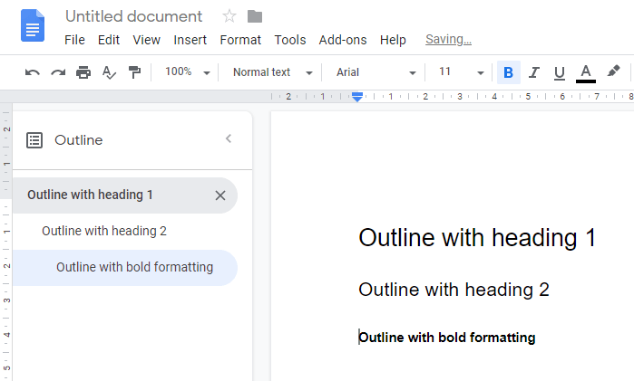 google docs outline