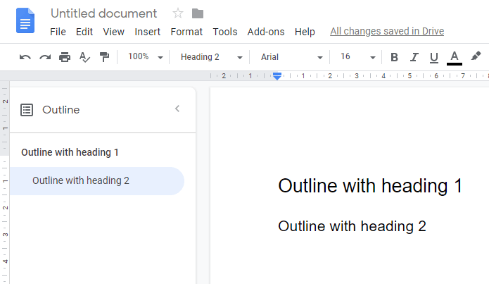 heading 2 formatting google docs how to add outline