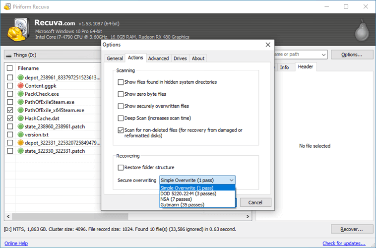 piriform recovery