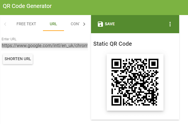QR Code Generator page enable google chrome qr code generator
