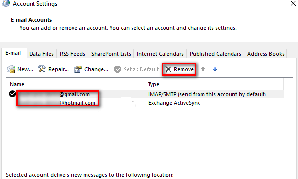 Remove secondary accounts