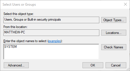 Select Users or Groups windows explorer search not working