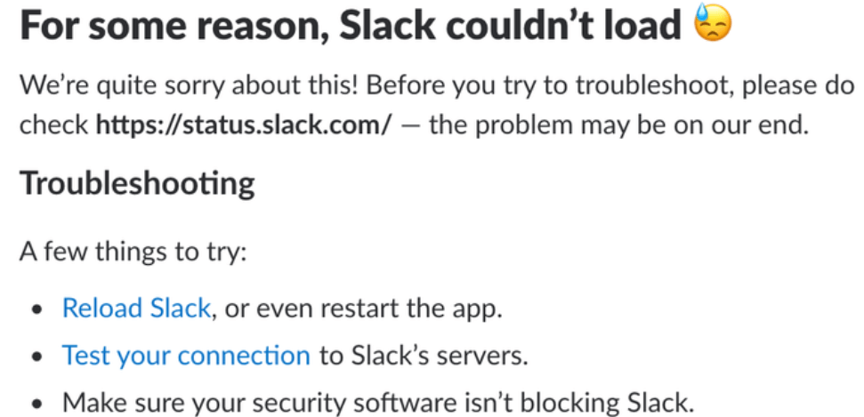 Slack connection issues test