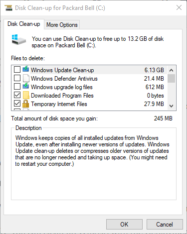 The Disk Clean-up window what is windows winsxs