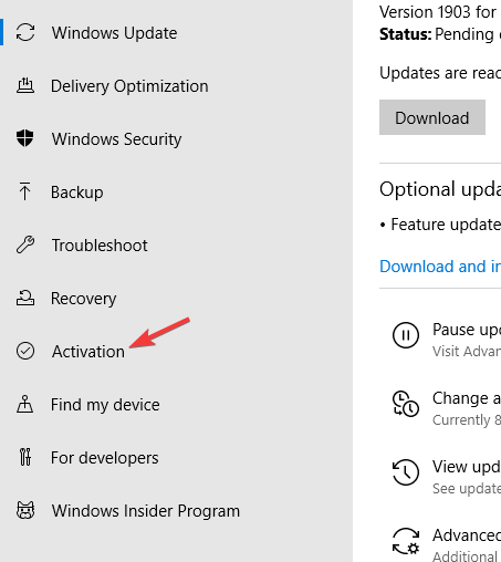 activation settings app Windows 10 Home Single Language