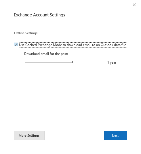 The Cached Exchange Mode option outlook can't download offline address book