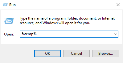 run window temporary folder