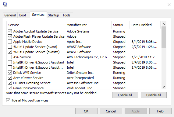 The Services tab activatewindowssearch slowing down computer