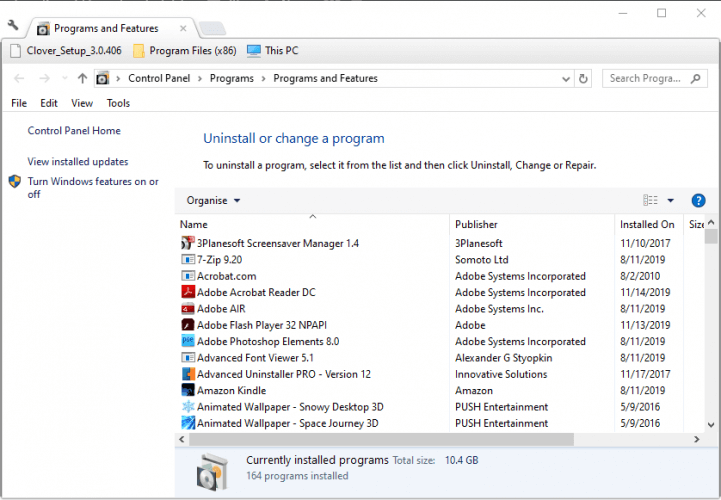 The uninstaller window chakracore.dll is missing from your computer