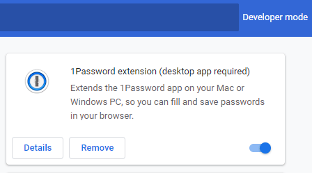 The Remove option one password extension not working