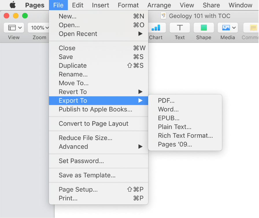 convert apple pages to word export