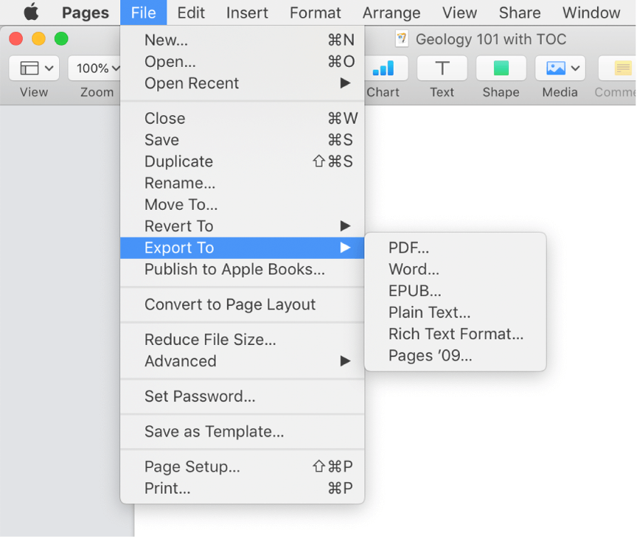 how to turn a pages document into word