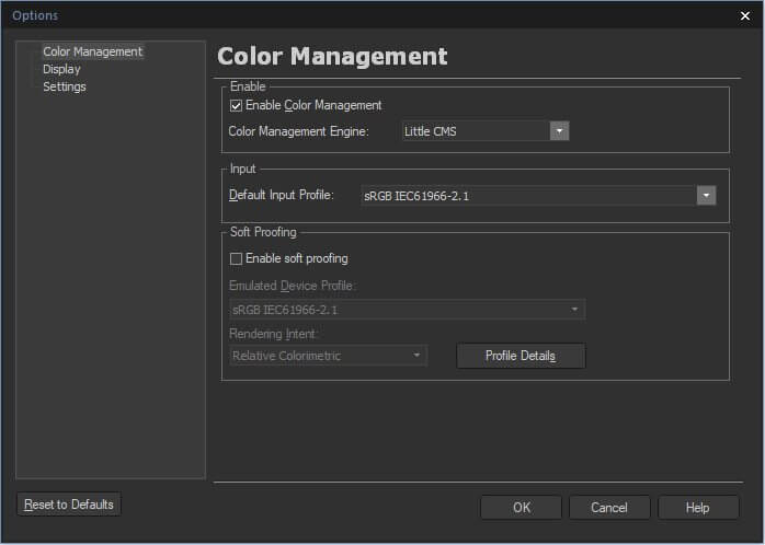 ACDSee Photo Editor manage color profiles