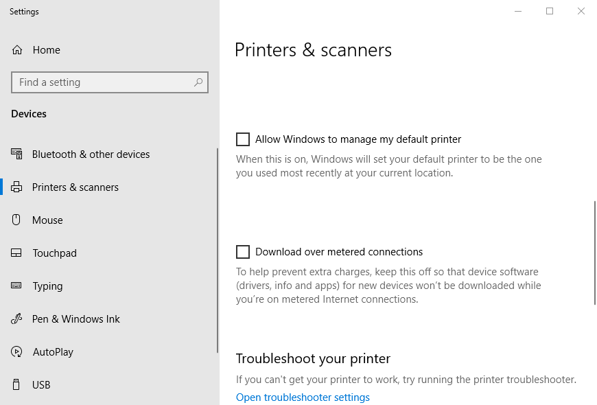  Allow Windows to manage my default printer option printer properties function address caused a protection fault error