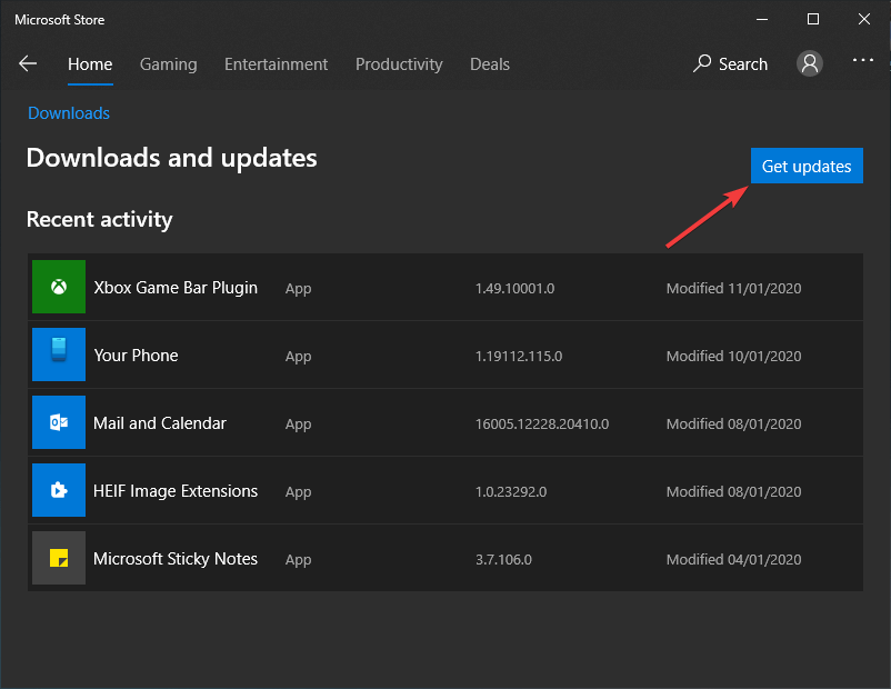 Microsoft Store Get updates